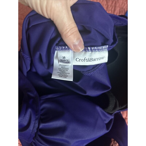 Croft & Barrow Swimsuit One Piece  Purple Ruched size 16 - Picture 3 of 5